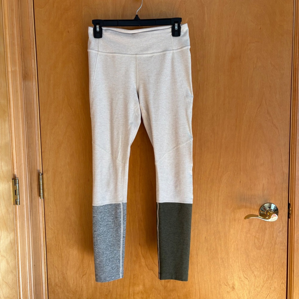 Outdoor Voices Womens Leggings Colorblock Beige Gray Olive Green‎ Small